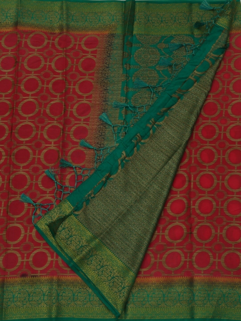 

Pothys Red & Green Jute Silk Woven Design Saree