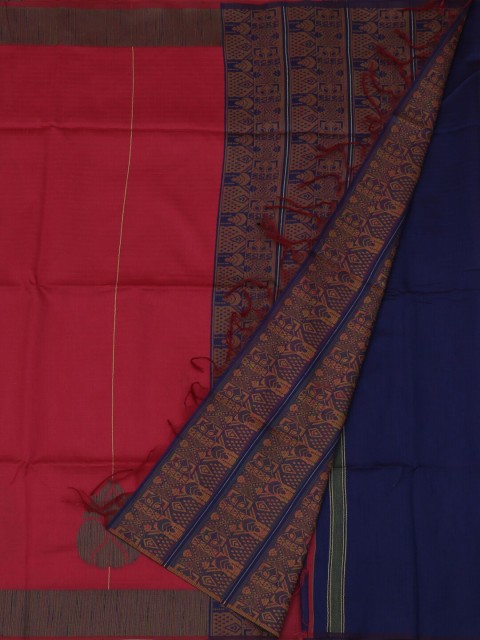 

Pothys Pink & Navy Blue Jute Silk Woven Design Saree