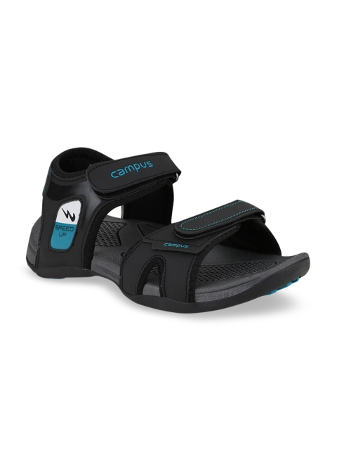 

Campus Men Black & Turquoise Blue Sports Sandals