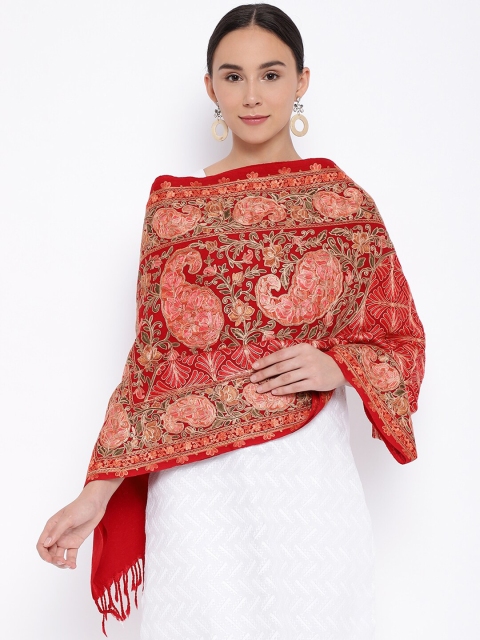 

Pashmoda Women Red Embroidered Stole