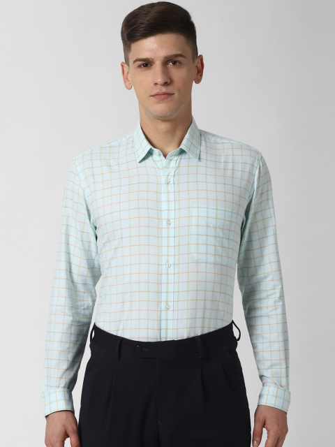 

Peter England Men Green Regular Fit Checked Formal Shirt