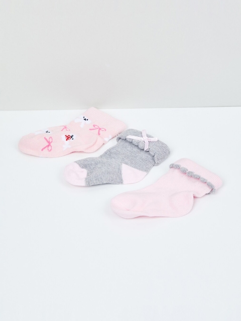 

max Girls Pack of 3 Ankle-Length Socks, Pink