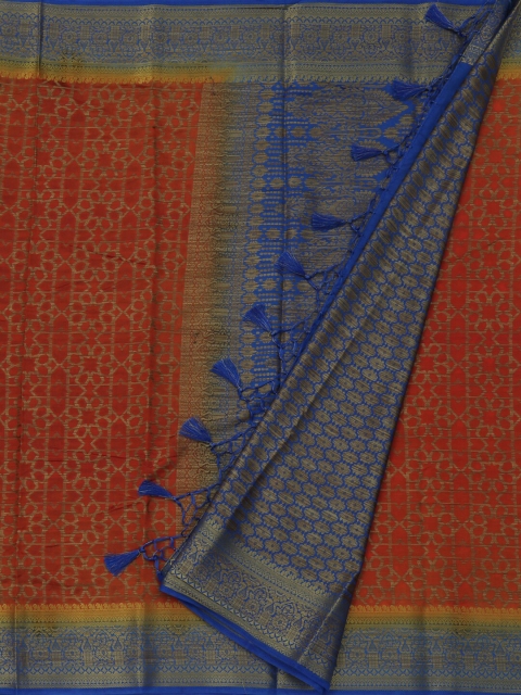 

Pothys Orange Woven Design Jute Silk Saree
