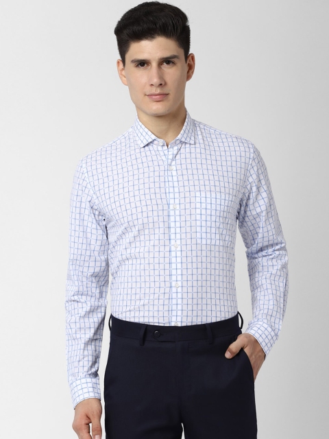 

Peter England Men White & Blue Regular Fit Checked Formal Shirt