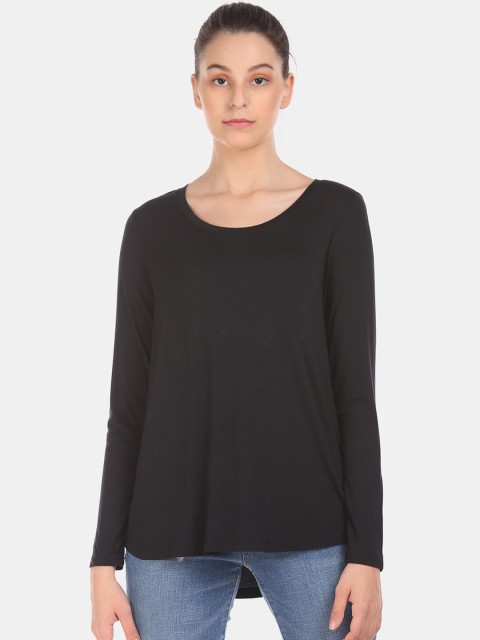 

GAP Women Black Solid Round Neck T-shirt