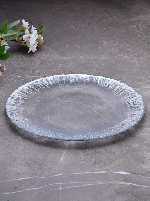 

Pure Home and Living Silver-Toned & Transparent Textured Glass Plate