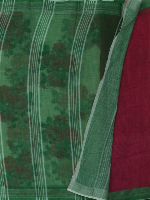 

Pothys Cream-Coloured & Green Pure Linen Printed Saree