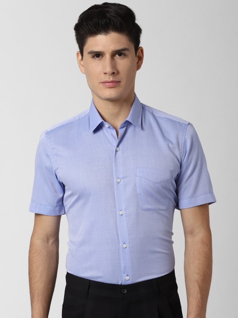 

Peter England Men Blue Slim Fit Self Design Formal Shirt