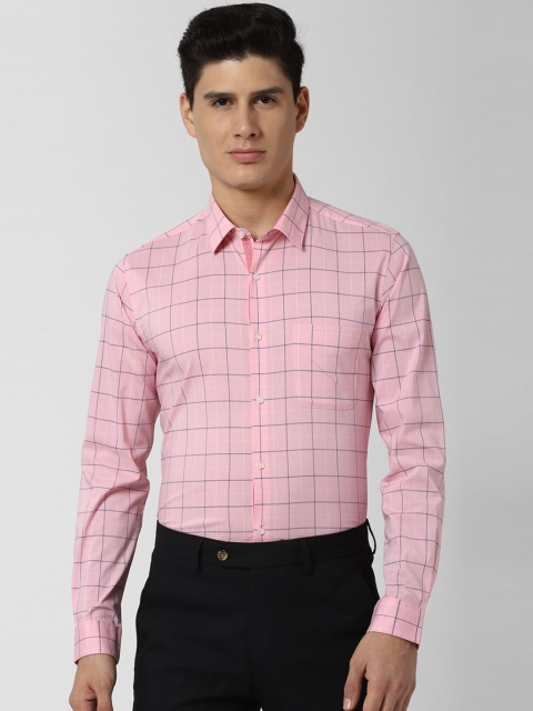 

Peter England Men Pink Slim Fit Checked Formal Shirt