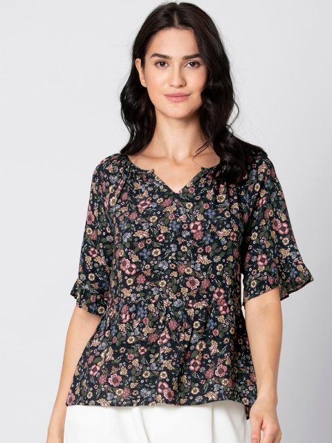 

FabAlley Women Blue Floral Printed Top
