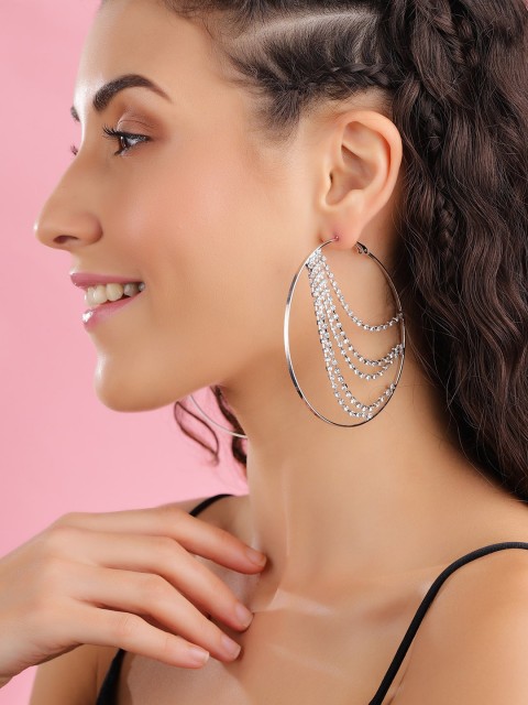 

TOKYO TALKIES X rubans FASHION ACCESSORIES Silver-Toned Circular Drop Earrings