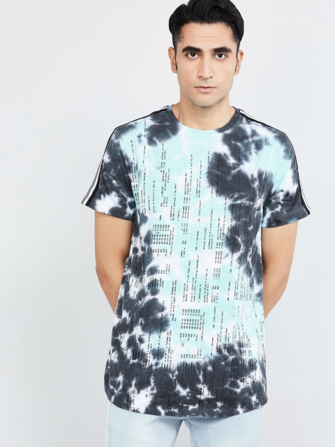 

max Men Turquoise Blue Dyed Round Neck T-shirt
