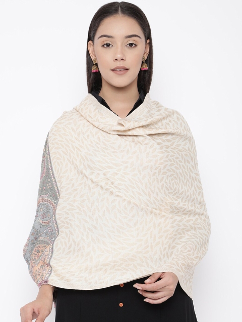 

Pashmoda Women Cream-Coloured & Grey Woven Design Stole
