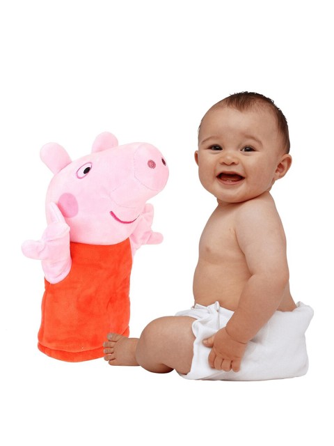 

Peppa Pig Kids Pink & Orange Colourblocked Super Soft Stuffed Puppet Pig Toy