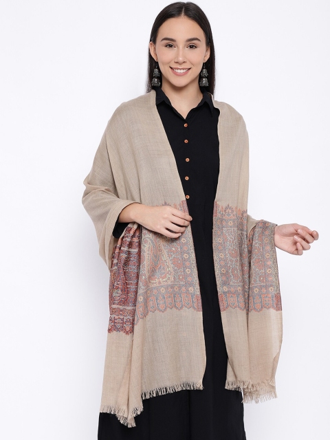 

Pashmoda Women Brown Woven Design Pure Wool Stole