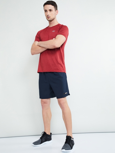 

max Men Navy Blue Solid Regular Fit Sports Shorts