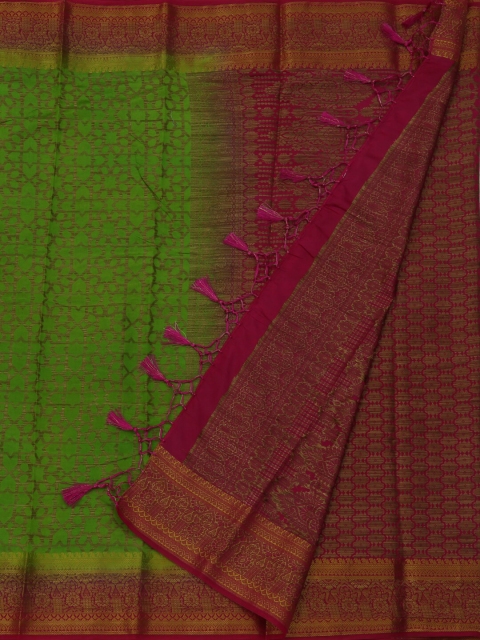 

Pothys Green & Maroon Jute Silk Woven Design Saree