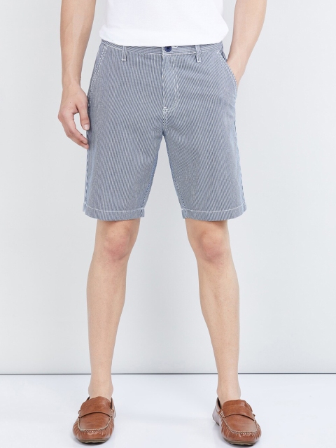 

max Men Blue Striped Regular Fit Regular Shorts