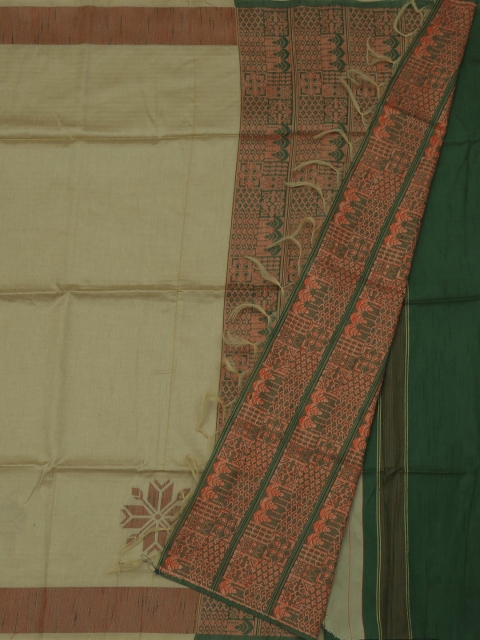 

Pothys Cream-Coloured Printed Jute Silk Saree