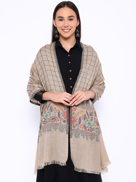 

Pashmoda Women Beige & Red Woven Design Pure Wool Stole