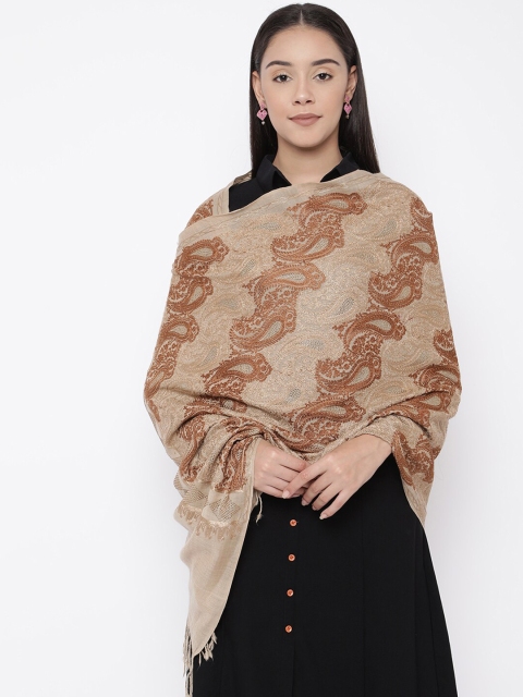 

Pashmoda Women Beige & Brown Pure Wool Kashmiri Aari Embroidered Stole