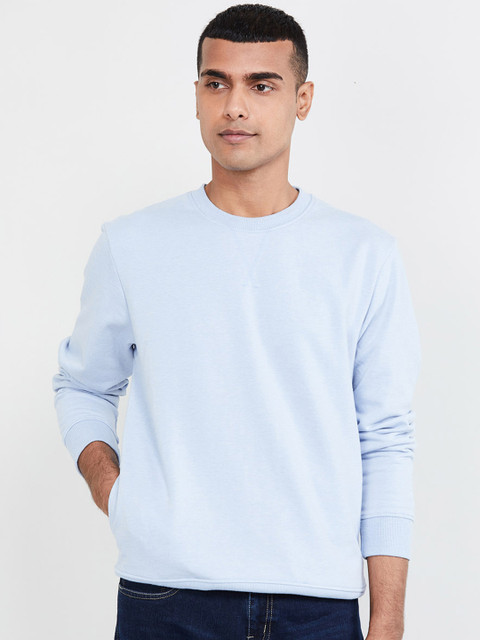 

max Men Blue Solid Sweatshirt