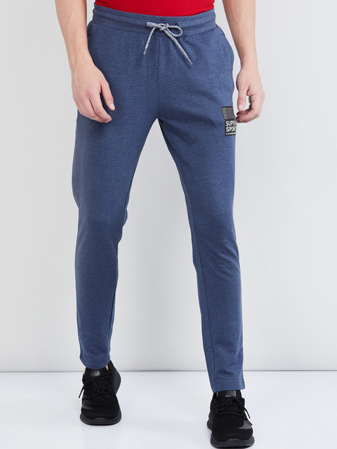 

max Men Navy Blue Solid Track Pants