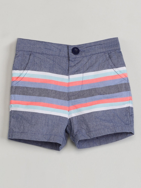 

max Boys Blue & Pink Striped Regular Shorts