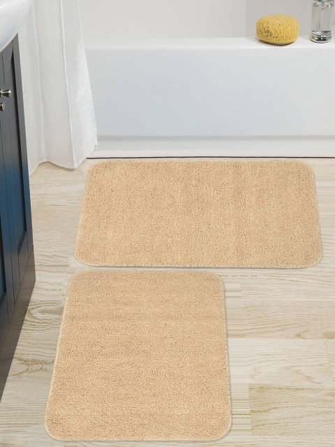 

Saral Home Set of 2 Beige Solid Microfibre Anti-Skid Bath Rugs