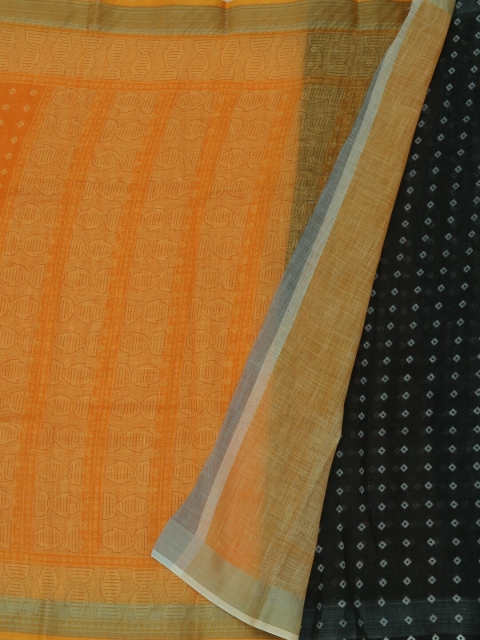

Pothys Orange & Black Pure Linen Printed Saree
