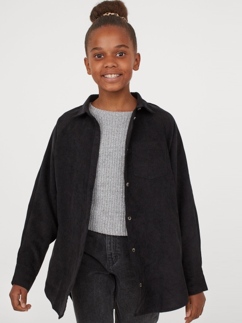 

H&M Girls Black Oversized Flannel Shirt