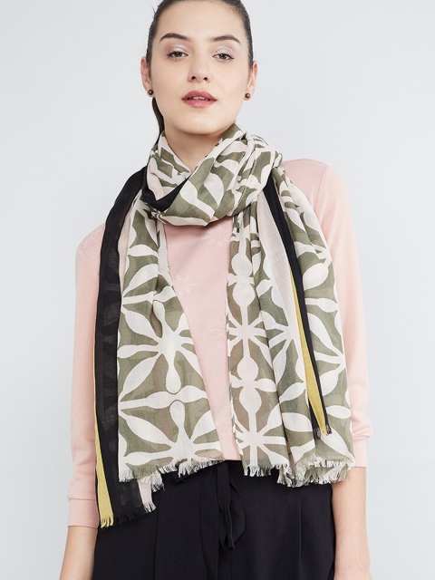 

max Women Green & White Printed Scarf