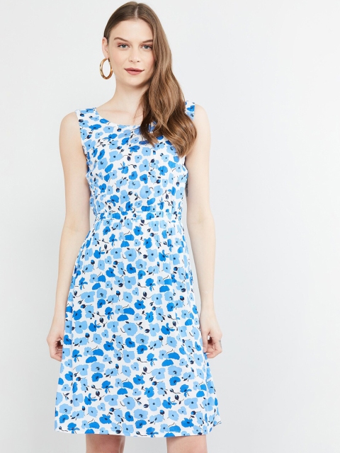 

max Women White Printed Fit and Flare Dress