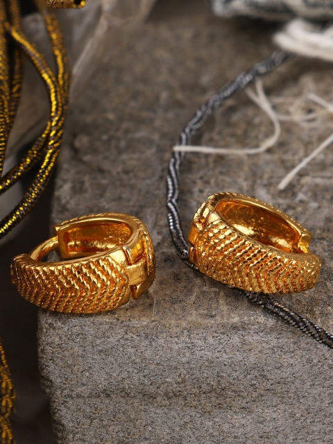 

ANIKAS CREATION Gold-Plated Handcrafted Circular Hoop Earrings