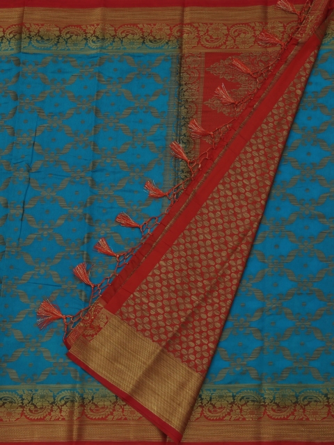 

Pothys Blue Woven Design Jute Silk Saree