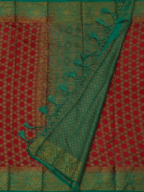 

Pothys Red & Green Jute Silk Woven Design Saree