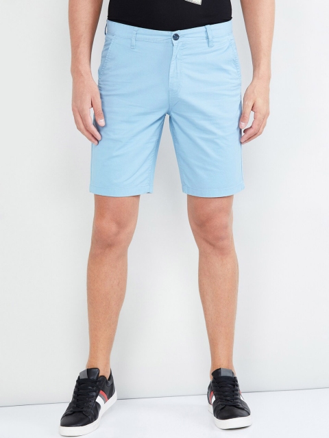 

max Men Blue Solid Regular Fit Regular Shorts