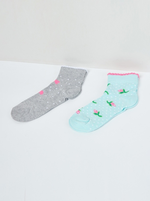 

max Girls Pack of 2 Ankle-Length Socks, Grey
