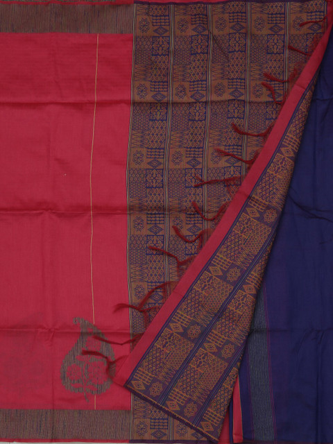 

Pothys Pink & Blue Jute Silk Printed Saree