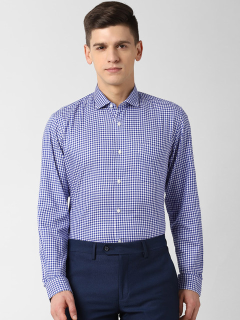 

Peter England Men Blue Slim Fit Checked Formal Shirt