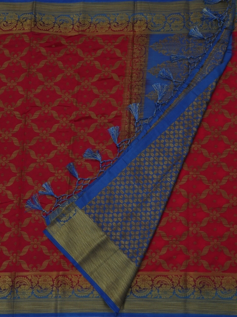 

Pothys Magenta & Blue Jute Silk Woven Design Saree