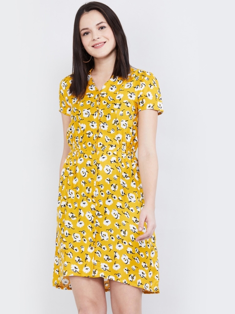 

max Women Yellow & White Floral Printed Shirt Dress