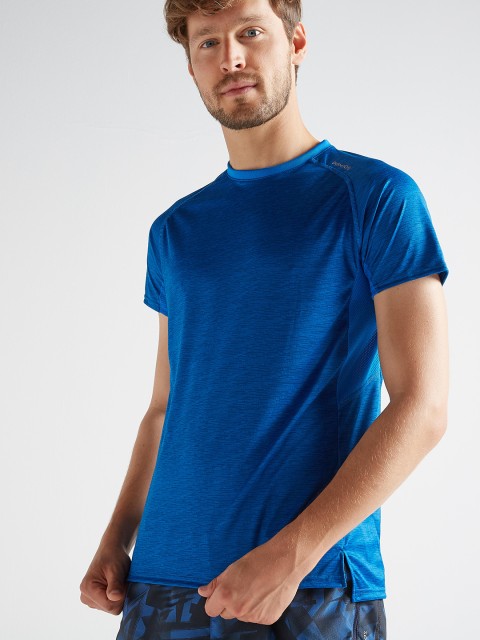 

Domyos By Decathlon Men Blue Solid Polo Collar T-shirt