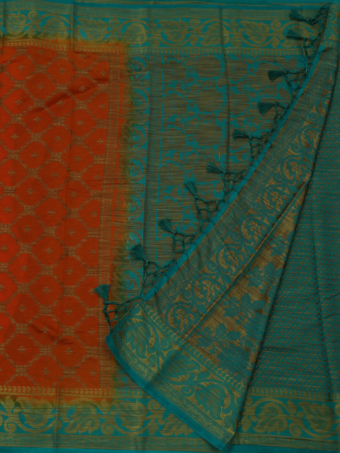 

Pothys Orange & Green Jute Silk Woven Design Saree