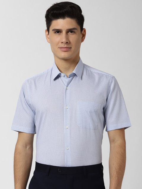 

Peter England Men Blue Slim Fit Checked Formal Shirt