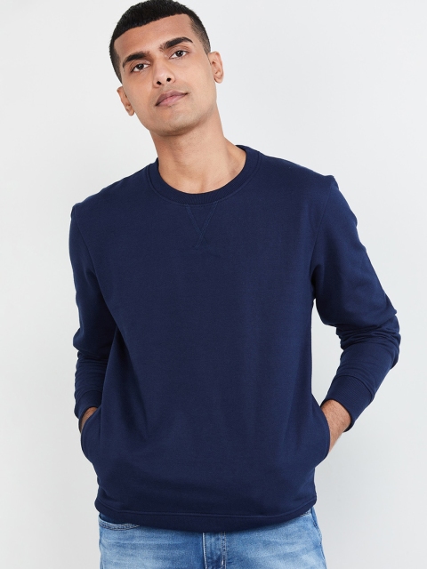 

max Men Blue Solid Sweatshirt