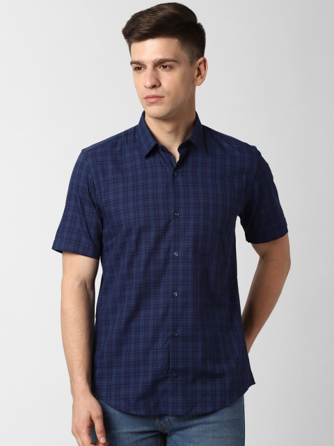 

Peter England Men Navy Blue Slim Fit Checked Casual Shirt