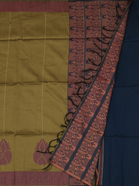 

Pothys Green & Navy Blue Jute Silk Woven Design Saree