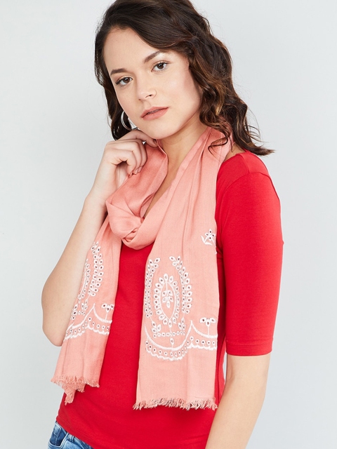 

max Women Pink Embroidered Scarf