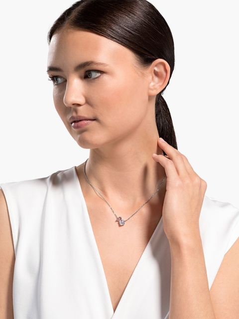 

SWAROVSKI Pink & Silver-Toned Rhodium-Plated Attract Soul Pendant Chain
